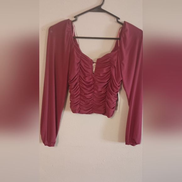 KIRIOUS LOS ANGELES Tops - Kirious Runched Rouge Top NWT Women's XSM